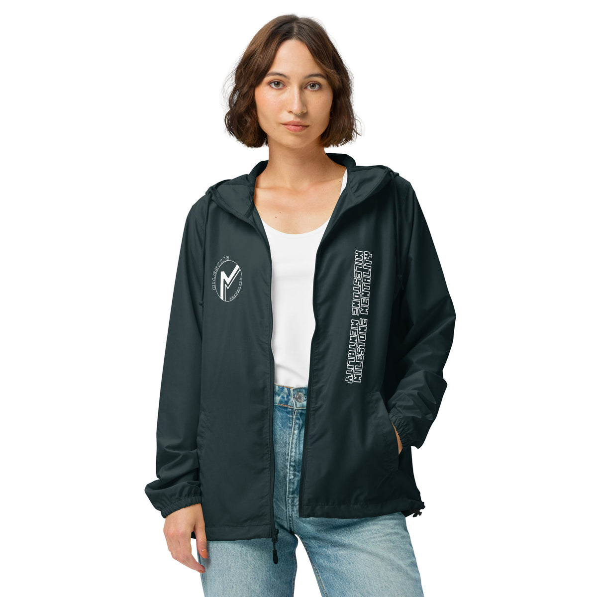 MILESTONE MENTALITY Lightweight Zip-Up Windbreaker