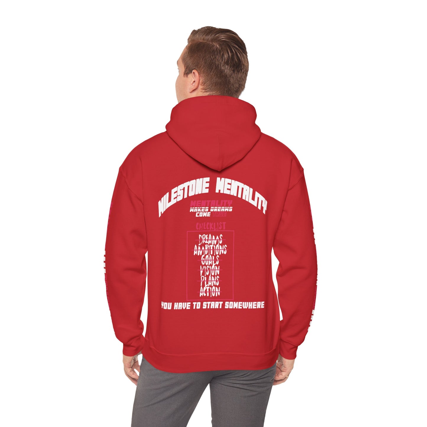 PINK Lettered "Checklist" Heavy Blend™ Hooded Sweatshirt