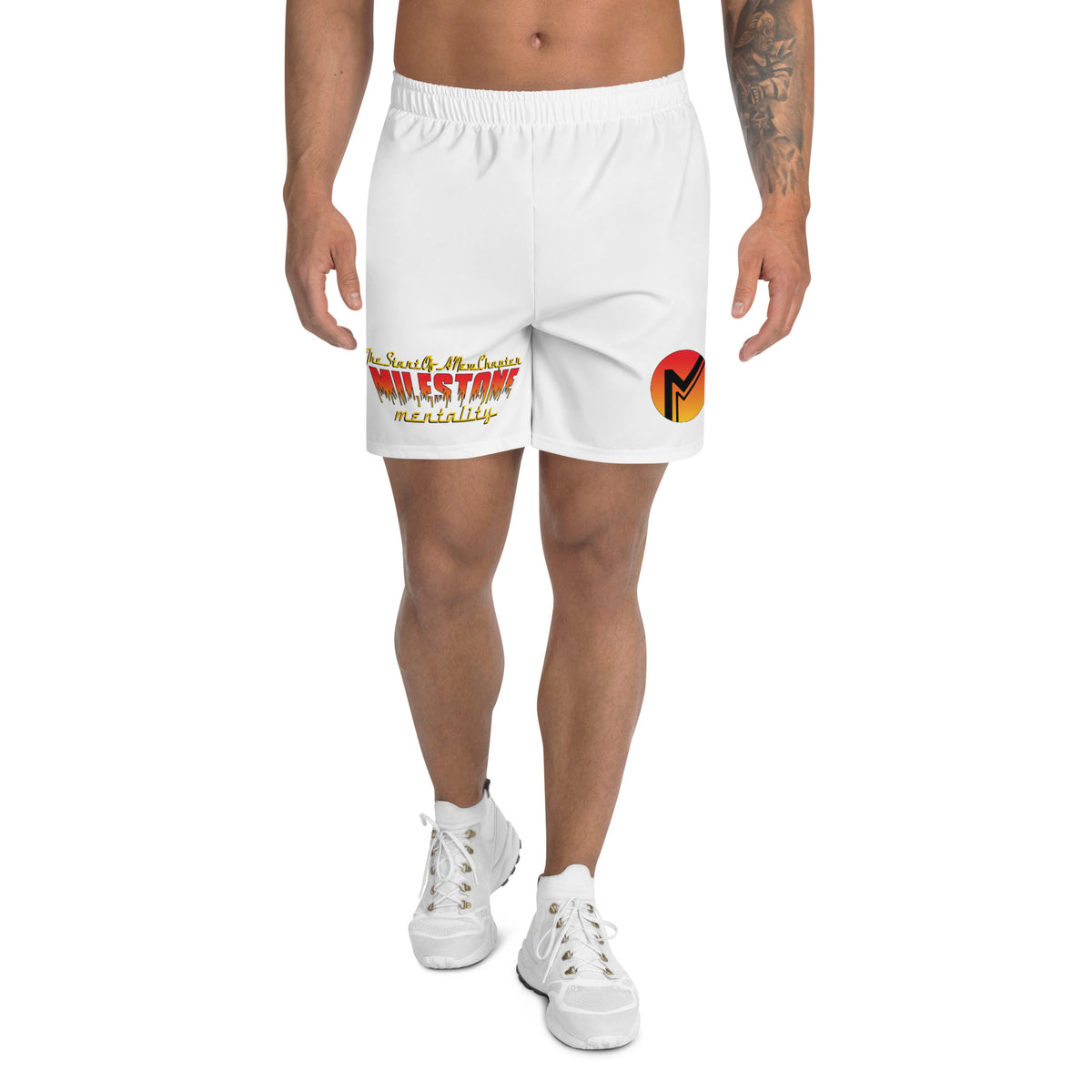 Men's White MILESTONE MENTALITY Fire Set Shorts