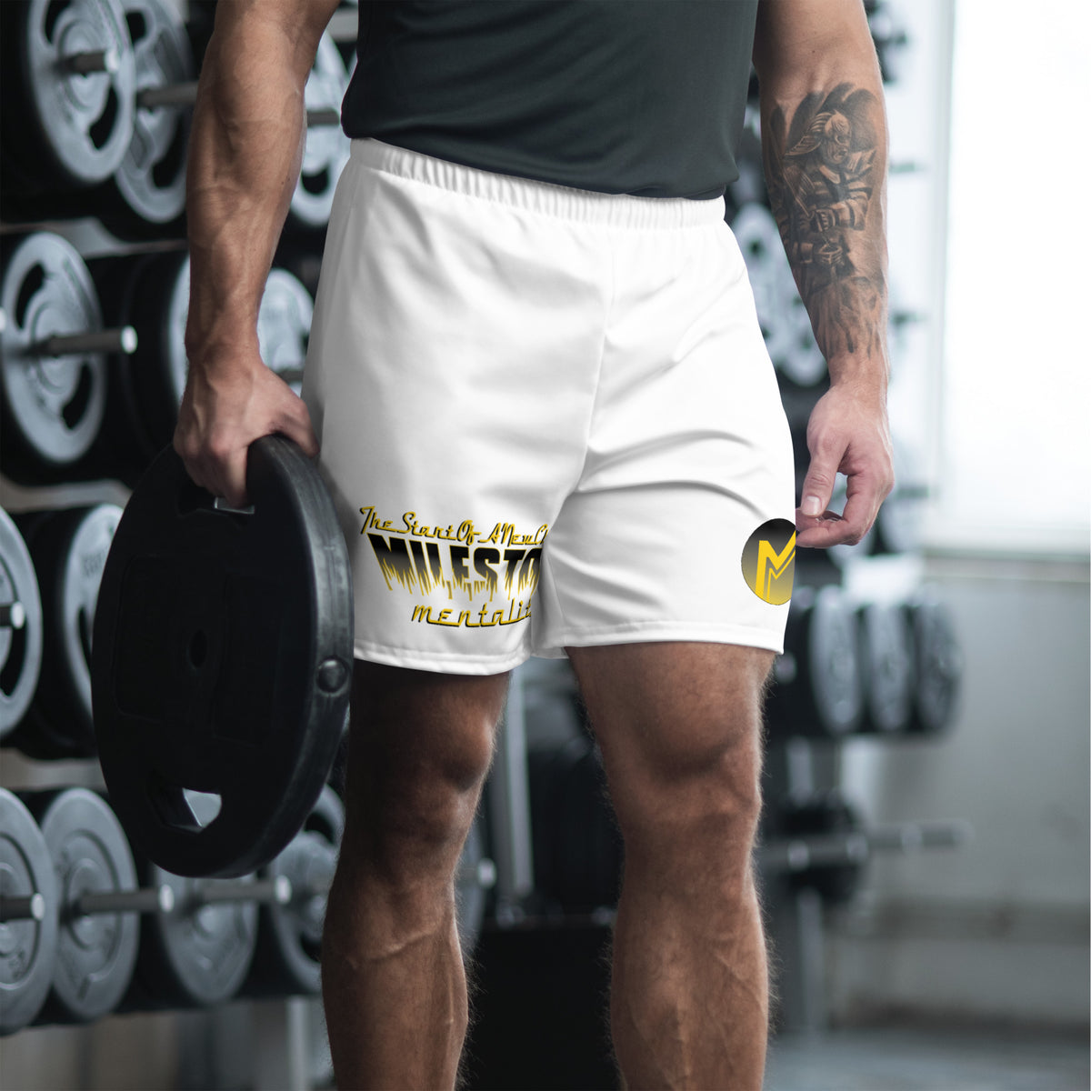 Men's White Dark Fire Set Recycled Athletic Shorts