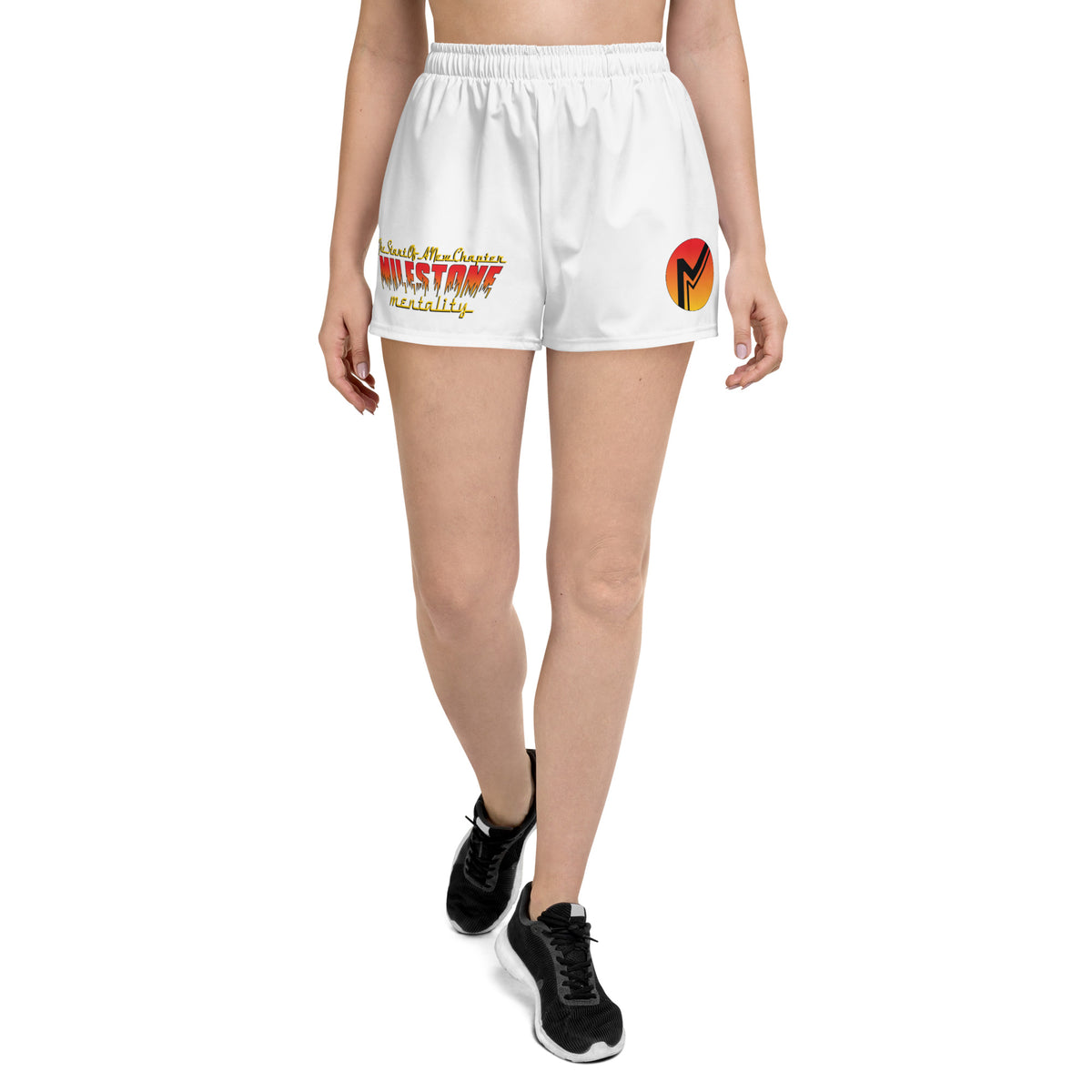 Women’s White Fire Set Recycled Athletic Shorts
