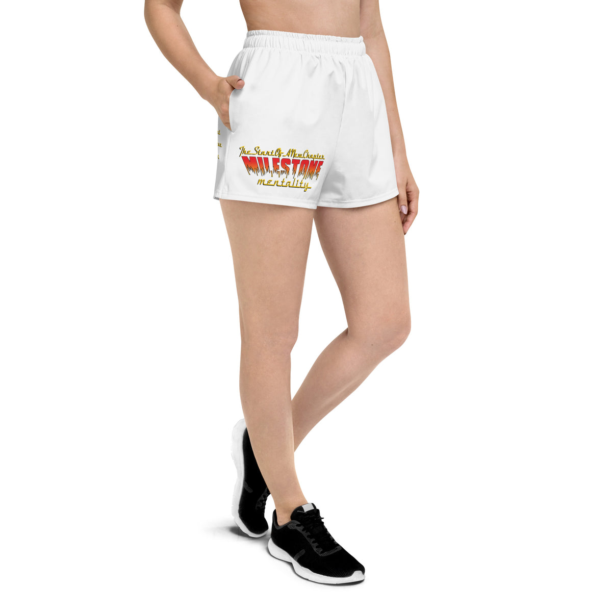 Women’s White Fire Set Recycled Athletic Shorts